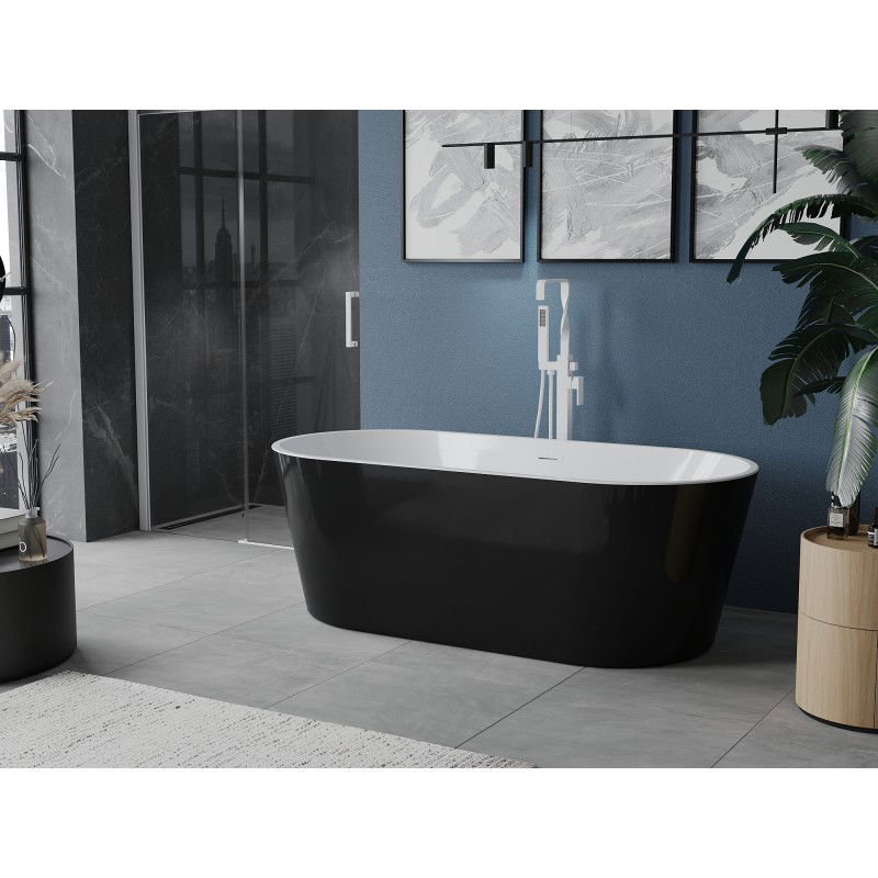Mexen Luna freestanding bathtub 150 x 75 cm, white/black, white overflow - 52031507575-20
