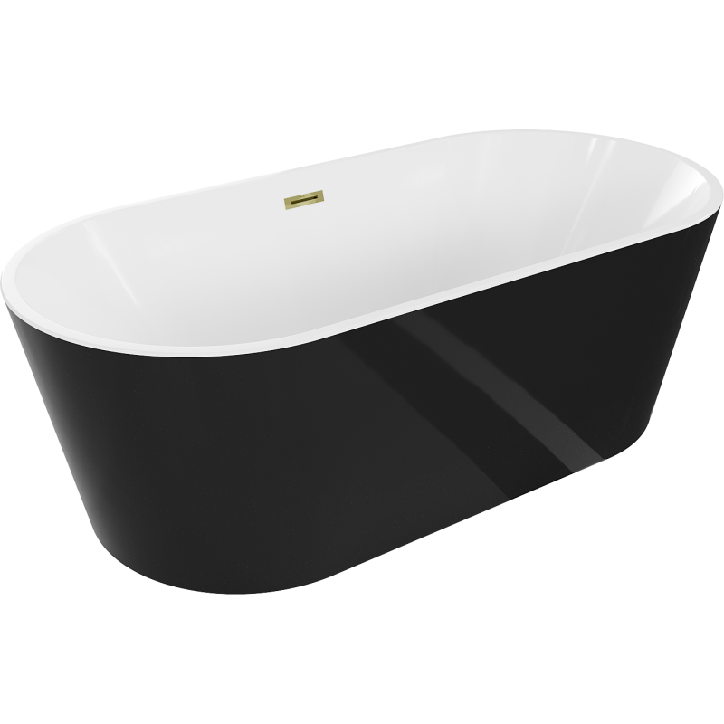 Mexen Luna freestanding bathtub 150 x 75 cm, white/black, gold overflow - 52031507575-50