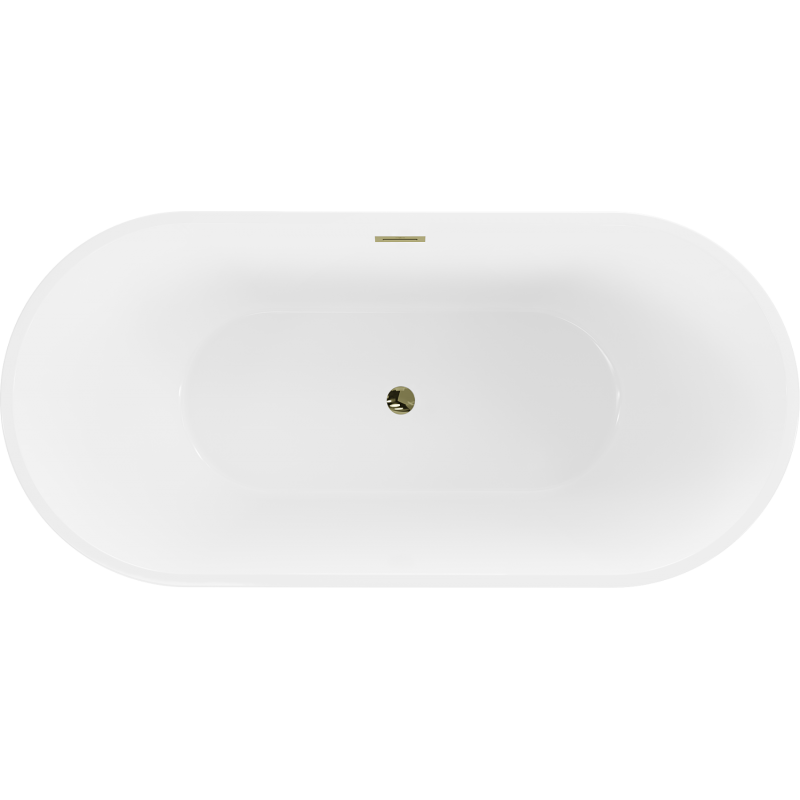 Mexen Luna freestanding bath 160 x 75 cm, white/black, gold overflow - 52031607575-50
