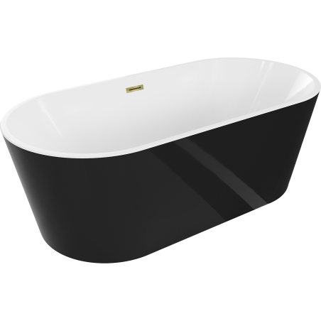Mexen Luna freestanding bath 160 x 75 cm, white/black, gold overflow - 52031607575-50