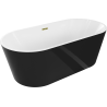 Mexen Luna freestanding bath 160 x 75 cm, white/black, gold overflow - 52031607575-50