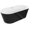 Mexen Luna freestanding bathtub 150 x 75 cm, white/black, brushed gold overflow - 52031507575-55
