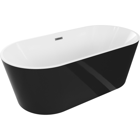 Mexen Luna freestanding bath 150 x 75 cm, white/black, overflow gun gray brushed - 52031507575-66