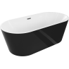 Mexen Luna freestanding bathtub 150 x 75 cm, white/black, brushed gun gray overflow - 52031507575-66