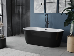 Mexen Luna freestanding bathtub 160 x 75 cm, white/black, black overflow - 52031607575-70