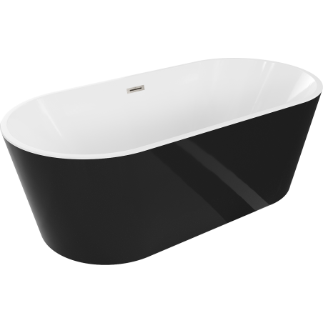 Mexen Luna Freestanding Bathtub 160 x 75 cm, White/Black, Brushed Nickel Drain - 52031607575-97