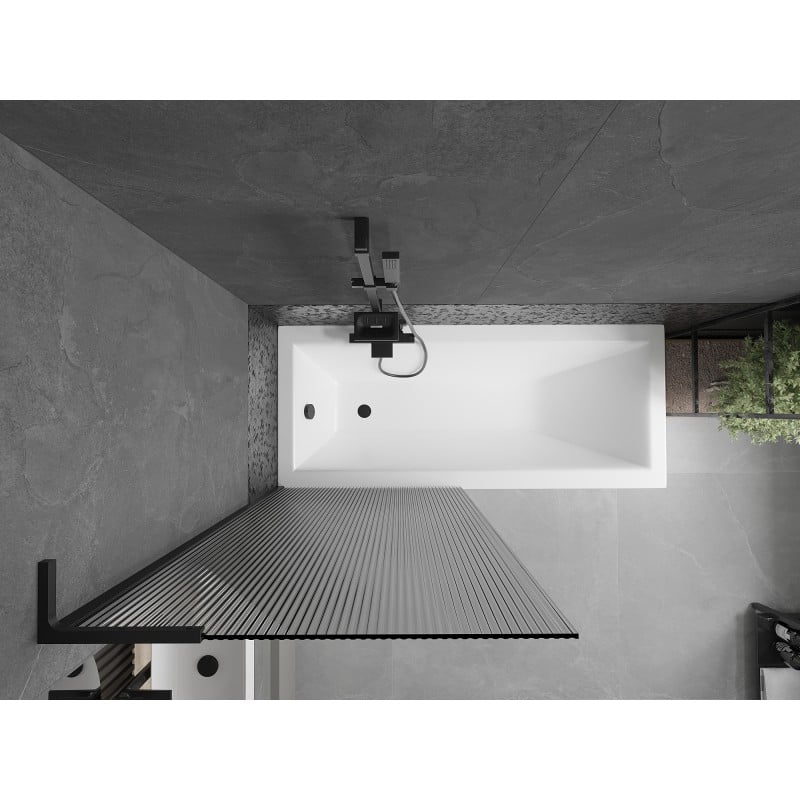 Mexen Next L bath screen 1-panel 80 x 150 cm, striped, black - 895-080-000-03-09-70