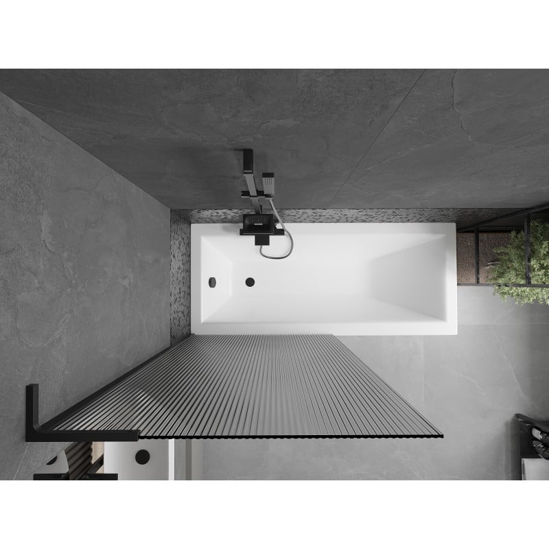 Mexen Next L Single-Panel Bath Screen 90 x 150 cm, Striped, Black - 895-090-000-03-09-70