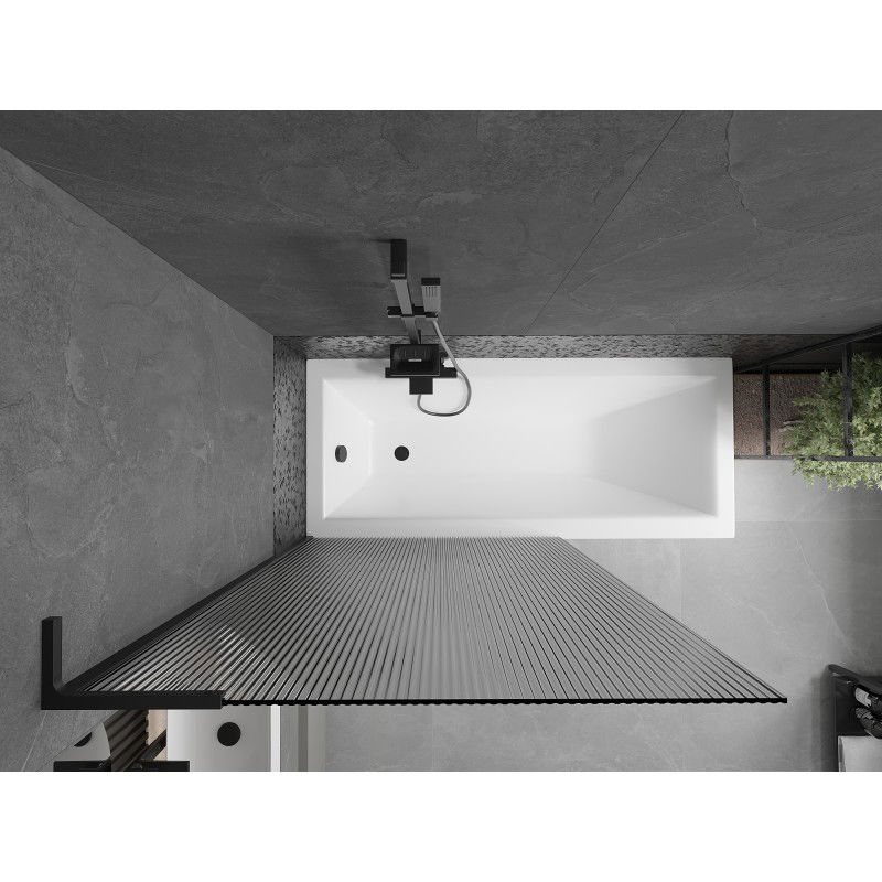 Mexen Next L Bath Screen Single-Panel 100 x 150 cm, Striped, Black - 895-100-000-03-09-70