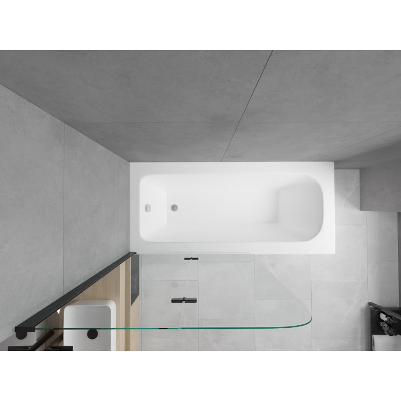 Mexen Vega rectangular bathtub 180 x 80 cm with casing and 2-wing screen 80 cm, transparent, black - 550118080X9008027000