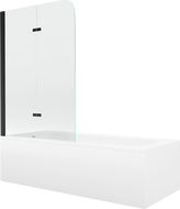 Mexen Vega rectangular bathtub 180 x 80 cm with casing and 2-wing screen 80 cm, transparent, black - 550118080X9008027000