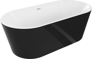 Mexen Luna freestanding bathtub 67 x 31 in, white/black, white overflow - 52031708075-20