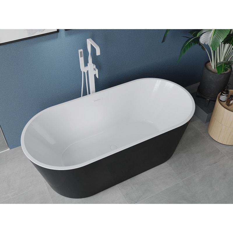 Mexen Luna freestanding bath 180 x 80 cm, white/black, white overflow - 52031808075-20