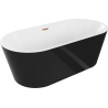 Mexen Luna 170 x 80 cm Free-standing Bath, White/Black, Overflow Rose Gold - 52031708075-60