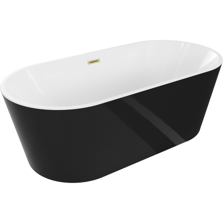 Mexen Luna 180 x 80 cm Freestanding Bath, White/Black, Gold Brushed Overflow - 52031808075-55