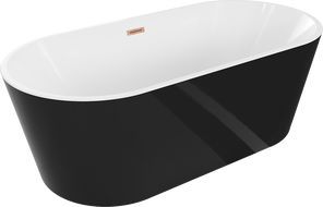Mexen Luna freestanding bathtub 180 x 80 cm, white/black, brushed copper overflow - 52031808075-65