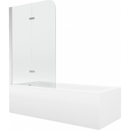 Mexen Vega rectangular bathtub 180 x 80 cm with panels and a 2-wing screen 100 cm, Transparent, Chrome - 550118080X9010020100