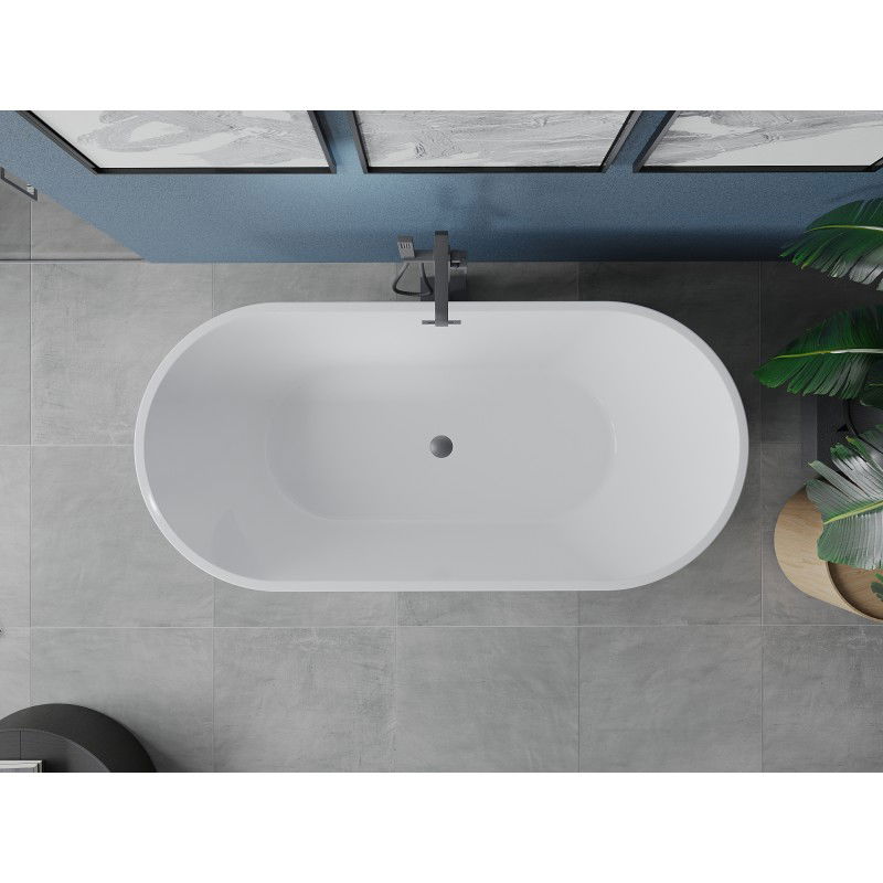 Mexen Luna freestanding bathtub 180 x 80 cm, white/black, gun gray brushed overflow - 52031808075-66