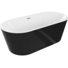 Mexen Luna freestanding bath 170 x 80 cm, white/black, brushed nickel overflow - 52031708075-97
