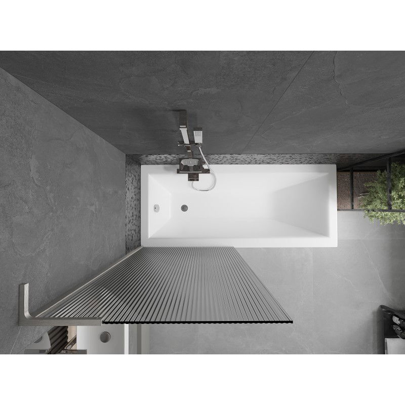 Mexen Next L bath screen 1-wing 80 x 150 cm, stripes, brushed nickel - 895-080-000-03-09-97