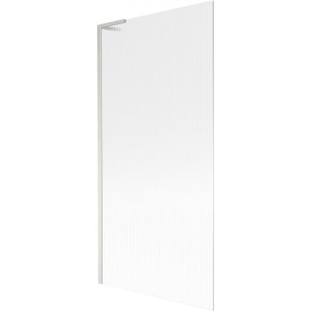 Mexen Next L Bathtub Screen 1-Panel 90 x 150 cm, Stripes, Brushed Nickel - 895-090-000-03-09-97