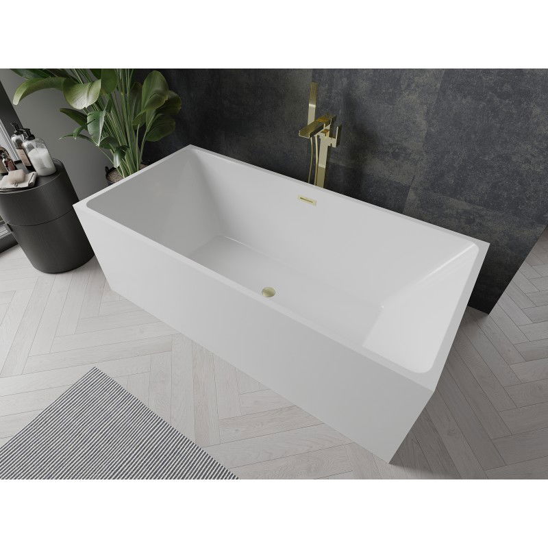 Mexen Nita freestanding bathtub 170 x 80 cm, white, brushed gold overflow - 52091708000-55