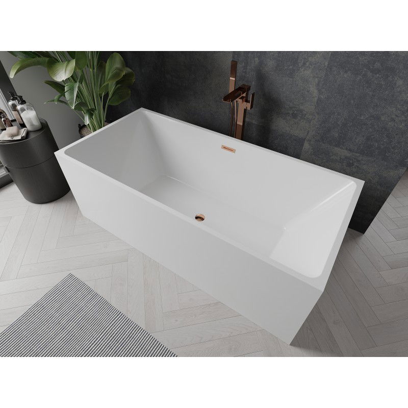 Mexen Nita freestanding bath 170 x 80 cm, white, overflow rose gold - 52091708000-60