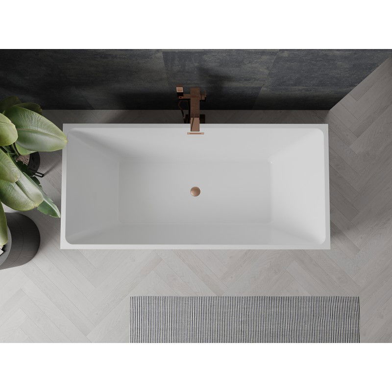 Mexen Nita freestanding bath 170 x 80 cm, white, brushed copper overflow - 52091708000-65