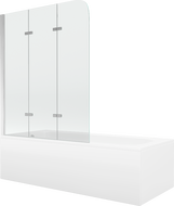 Mexen Vega rectangular bathtub 180 x 80 cm with casing and 3-panel screen 120 cm, transparent, chrome - 550118080X9012030100