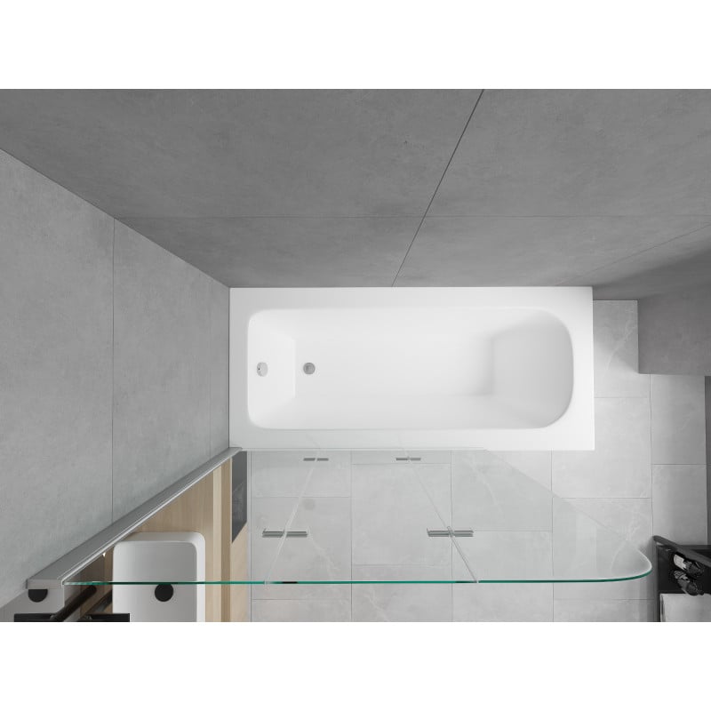 Mexen Vega rectangular bathtub 180 x 80 cm with casing and 3-panel screen 120 cm, transparent, chrome - 550118080X9012030100