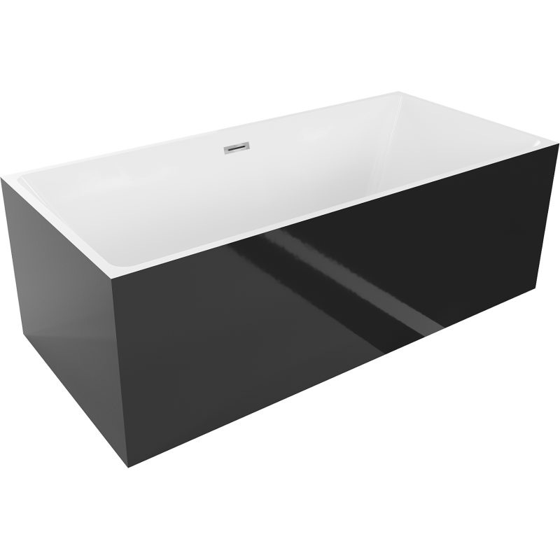 Mexen Nita freestanding bath 170 x 80 cm, white/black, chrome overflow - 52091708075-01