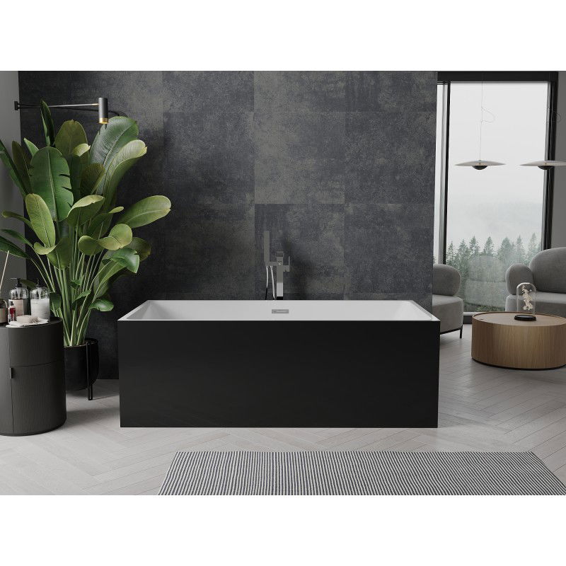 Mexen Nita freestanding bath 170 x 80 cm, white/black, chrome overflow - 52091708075-01