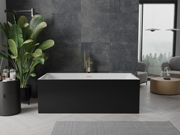 Mexen Nita 170 x 80 cm Freestanding Bath, White/Black, Brushed Gold Overflow - 52091708075-55