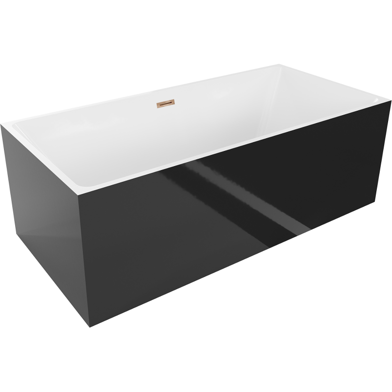 Mexen Nita freestanding bath 170 x 80 cm, white/black, overflow rose gold - 52091708075-60