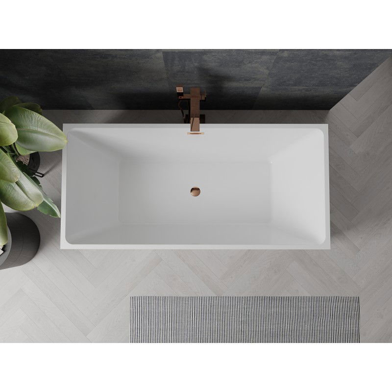 Mexen Nita freestanding bath 170 x 80 cm, white/black, overflow rose gold - 52091708075-60
