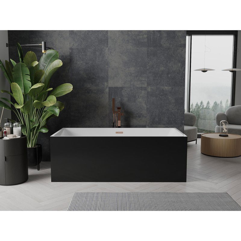 Mexen Nita freestanding bath 170 x 80 cm, white/black, brushed copper overflow - 52091708075-65