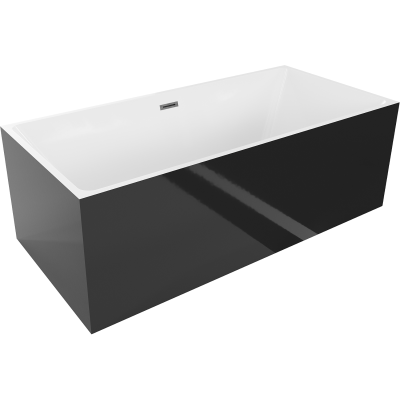 Mexen Nita freestanding bath 170 x 80 cm, white/black, brushed gun gray overflow - 52091708075-66