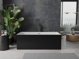 Mexen Nita freestanding bath 170 x 80 cm, white/black, brushed gun gray overflow - 52091708075-66