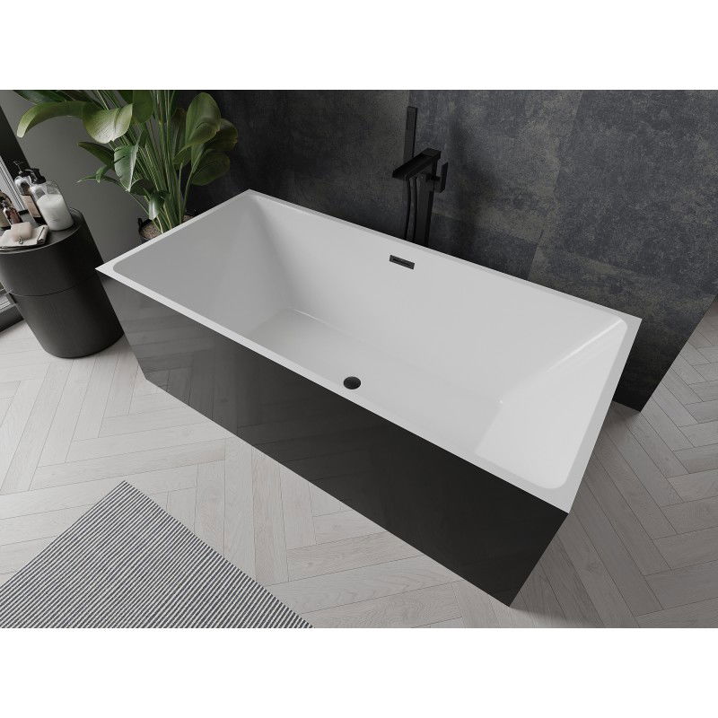 Mexen Nita 170 x 80 cm Freestanding Bath, White/Black, Black Overflow - 52091708075-70