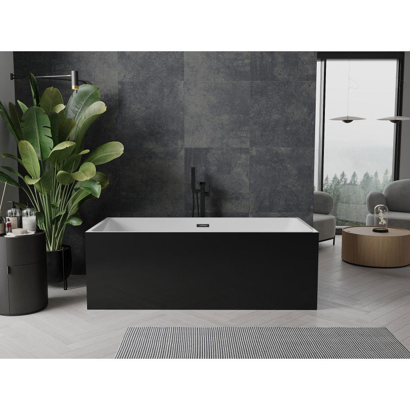 Mexen Nita 170 x 80 cm Freestanding Bath, White/Black, Black Overflow - 52091708075-70