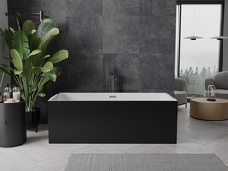 Mexen Nita freestanding bathtub 170 x 80 cm, white/black, gun metal overflow - 52091708075-95