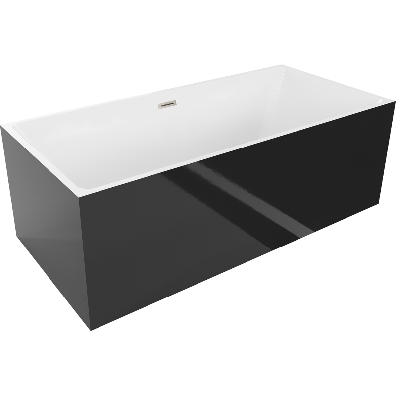 Mexen Nita 170 x 80 cm freestanding bathtub, white/black, brushed nickel overflow - 52091708075-97