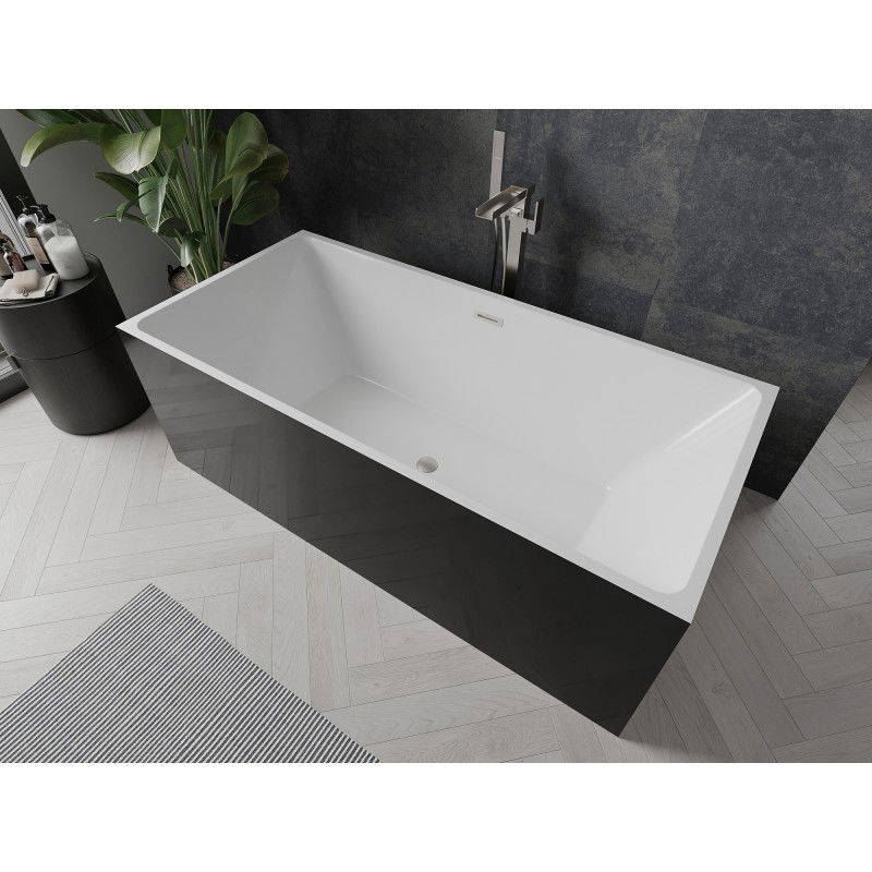 Mexen Nita 170 x 80 cm freestanding bathtub, white/black, brushed nickel overflow - 52091708075-97