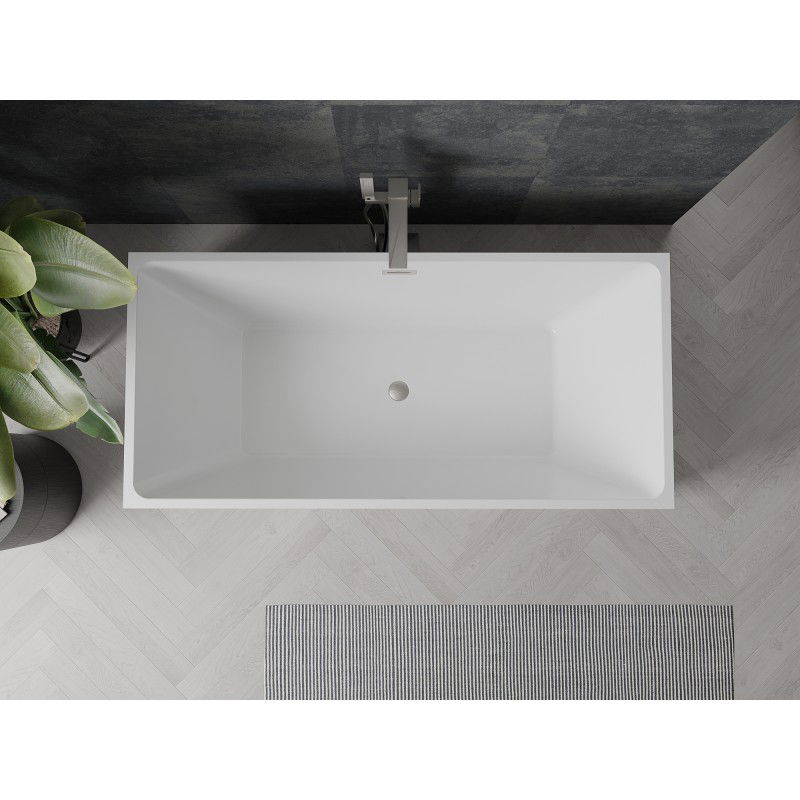 Mexen Nita 170 x 80 cm freestanding bathtub, white/black, brushed nickel overflow - 52091708075-97