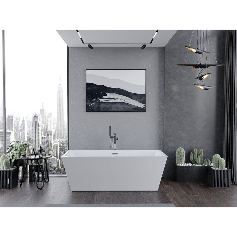 Mexen Lita free-standing bath 170 x 75 cm, white, chrome overflow - 52121707500-01