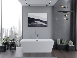 Mexen Lita free-standing bath 170 x 75 cm, white, chrome overflow - 52121707500-01