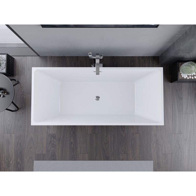 Mexen Lita free-standing bath 170 x 75 cm, white, chrome overflow - 52121707500-01