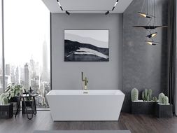 Mexen Lita 170 x 75 cm Freestanding Bath, White, Gold Overflow - 52121707500-50