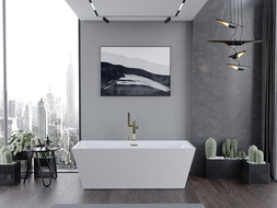 Mexen Lita freestanding bathtub 170 x 75 cm, white, gold overflow - 52121707500-50