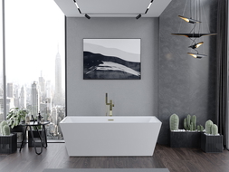 Mexen Lita free-standing bath 170 x 75 cm, white, brushed gold overflow - 52121707500-55